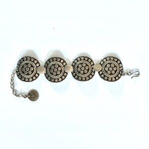 Silver-Tone Boho Coin Link Bracelet